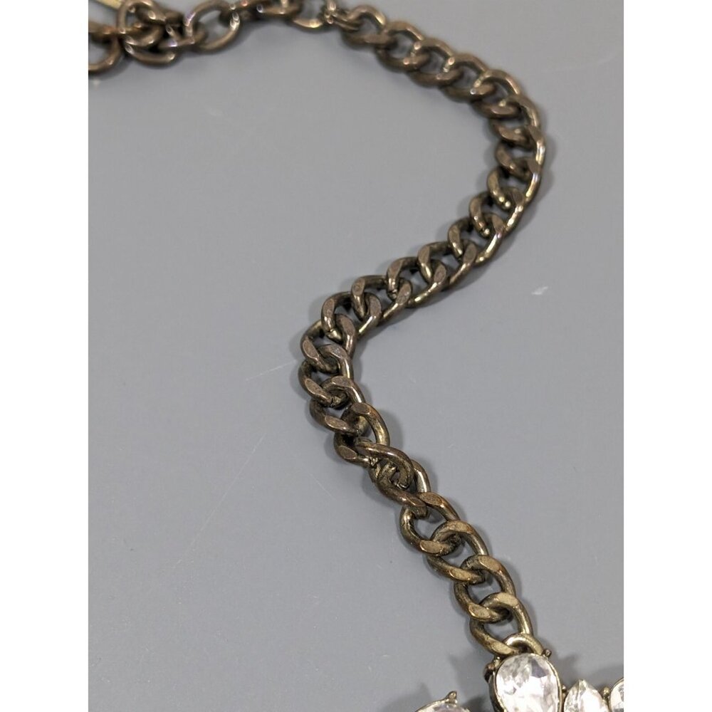 Sugarfix by BaubleBar Clear Rhinestone Collar Statement Necklace Bronze Tone 20" - Picture 6 of 10